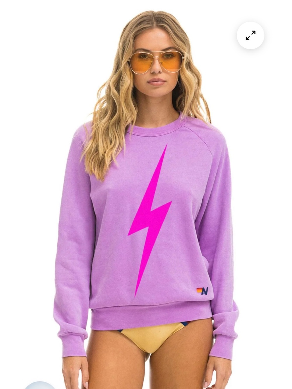 Aviator Nation Purple Crewneck with Pink Lightning Bolt Set